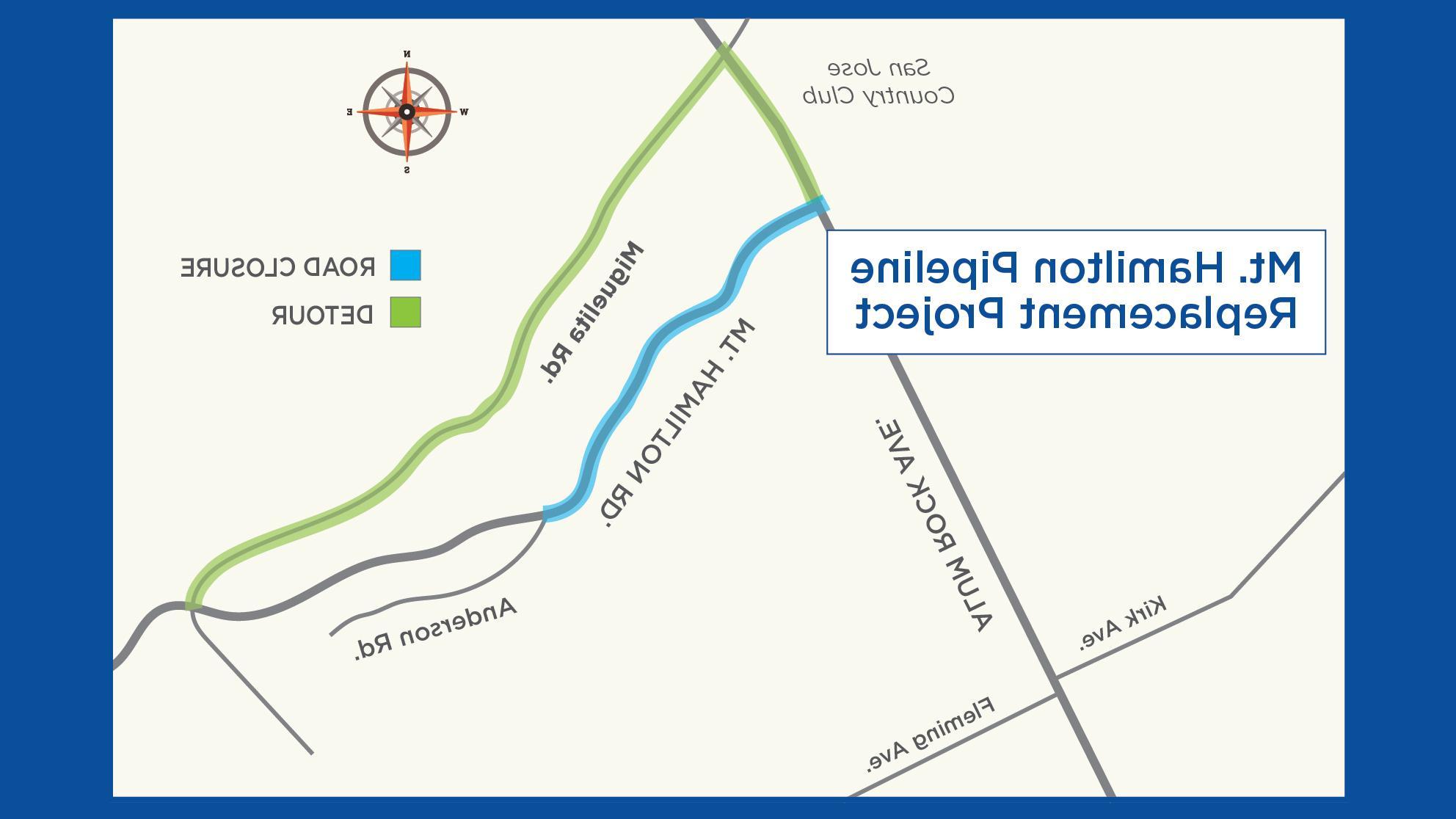 Map of Mt. Hamilton Pipeline Replacement Project area